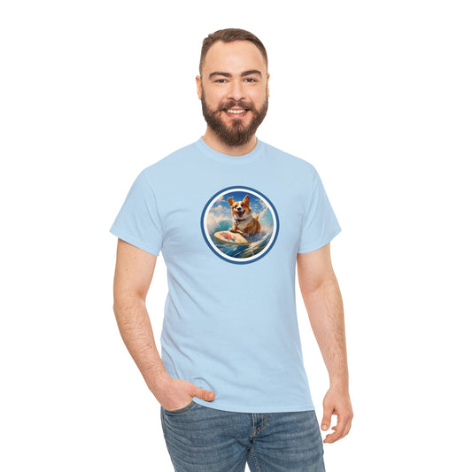 Cowabunga Corgi - Unisex Heavy Cotton Tee