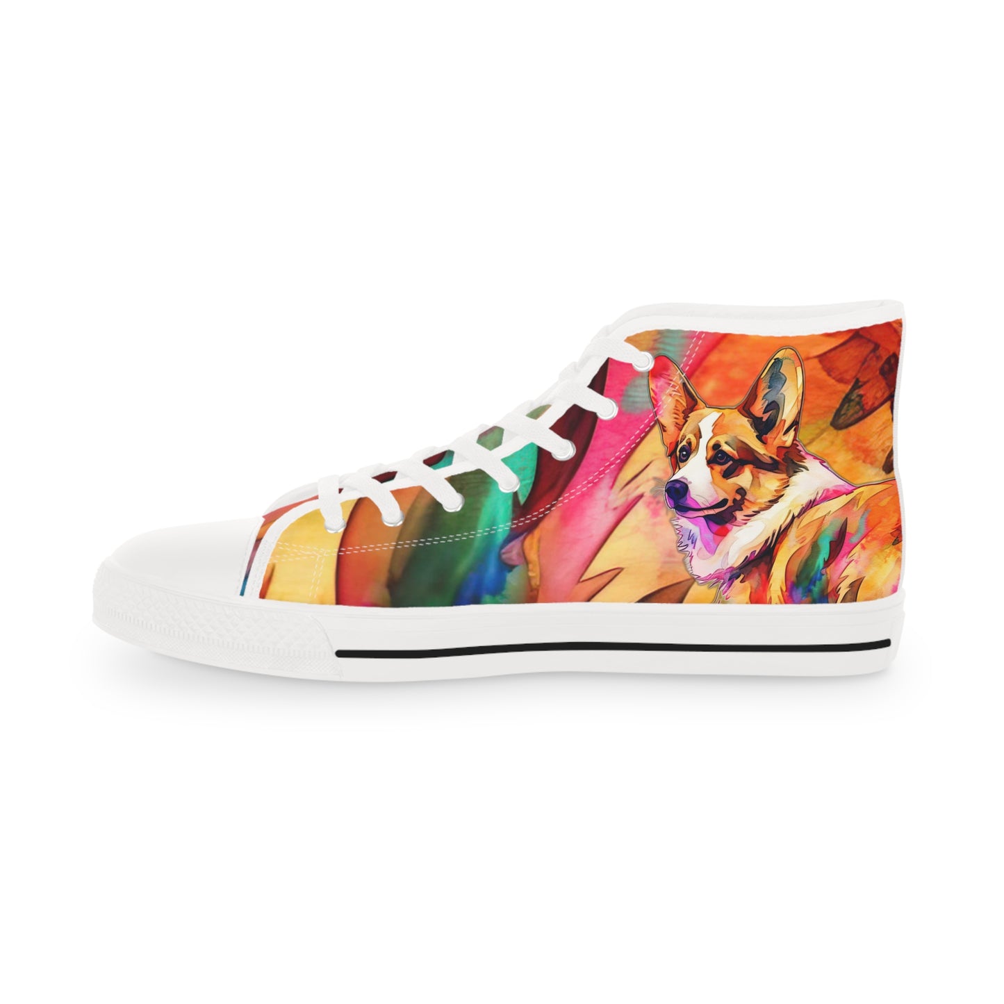 Corgi Pop Art Paint Splash Men's High Top Casual Colorful Canvas Sneakers