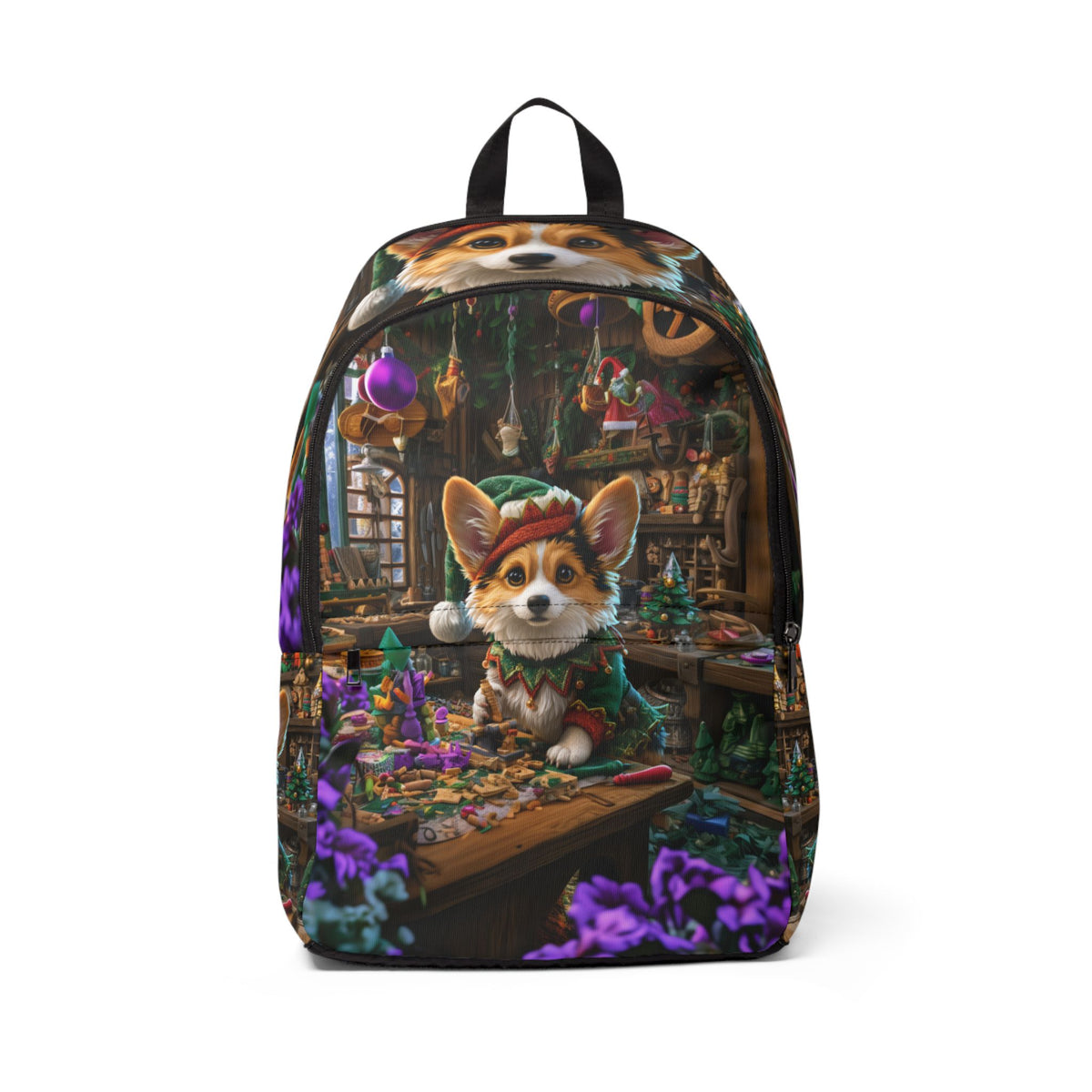 Santa's Little Helper Holiday Elf Backpack — Festive Corgi Rucksack