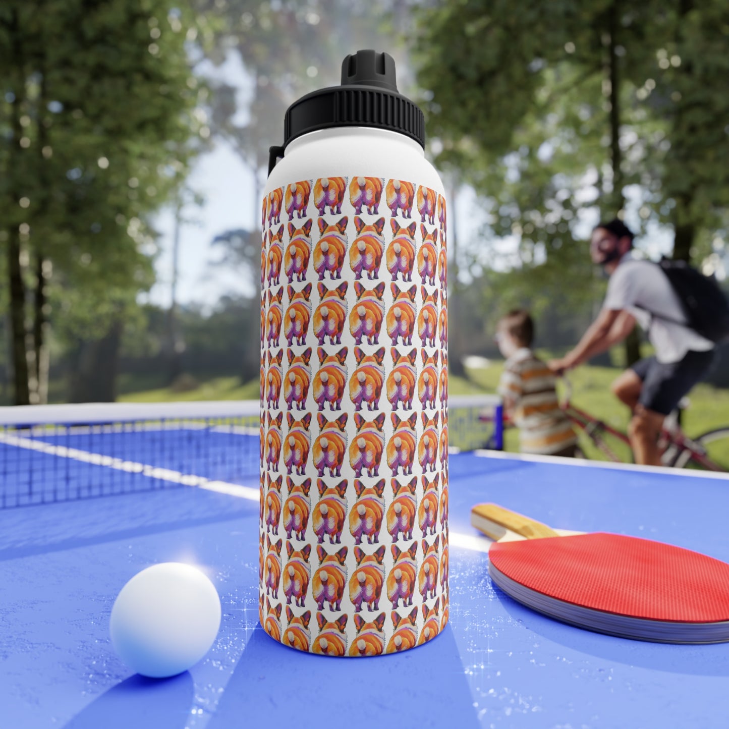 Corgi Butt Mosaic - Water Bottle with Sport Lid