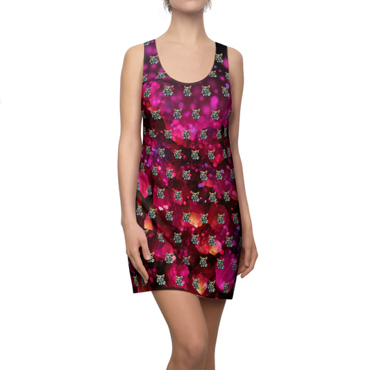Baby Corgi Star Warrior Racerback Sundress - Black Red & Purple Galaxy Glitter Casual Dress