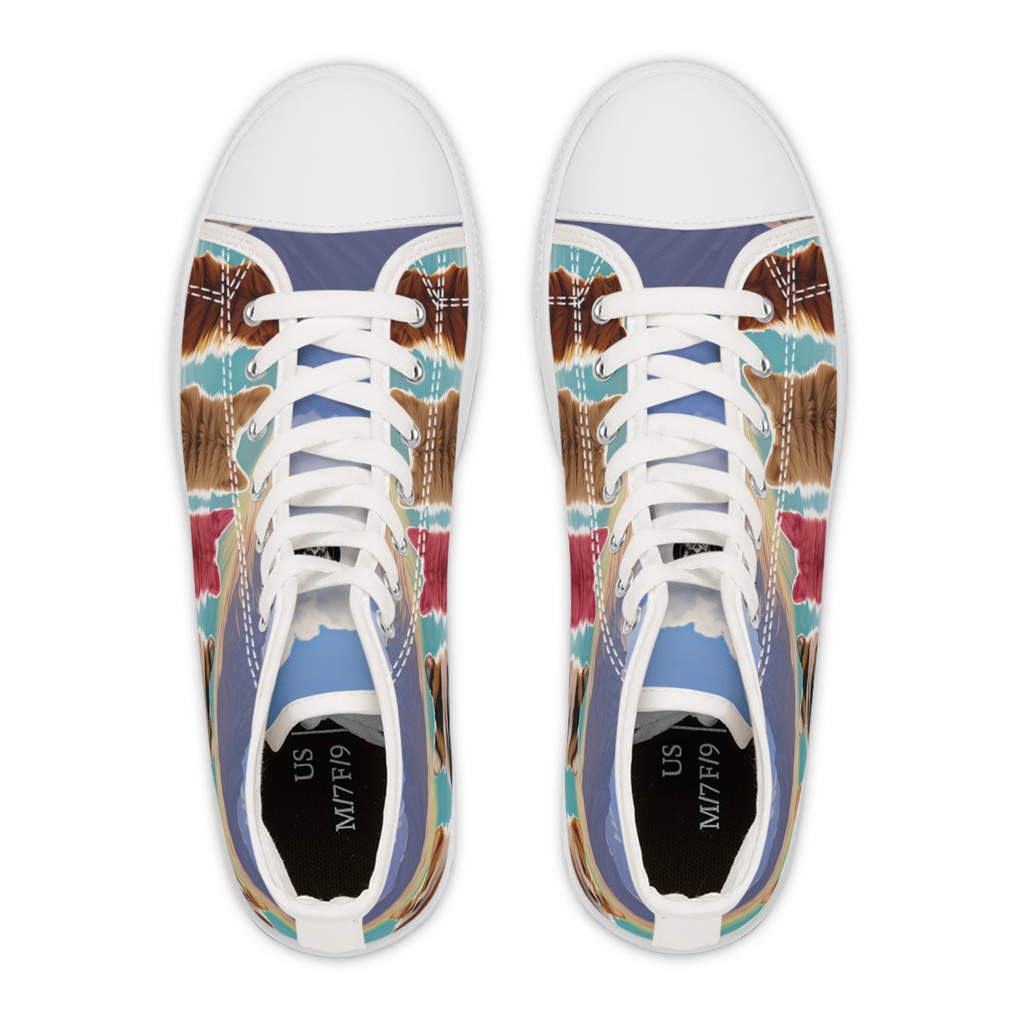 Corgi Lake Tranquil Portrait Women's High Top Casual Canvas Sneakers