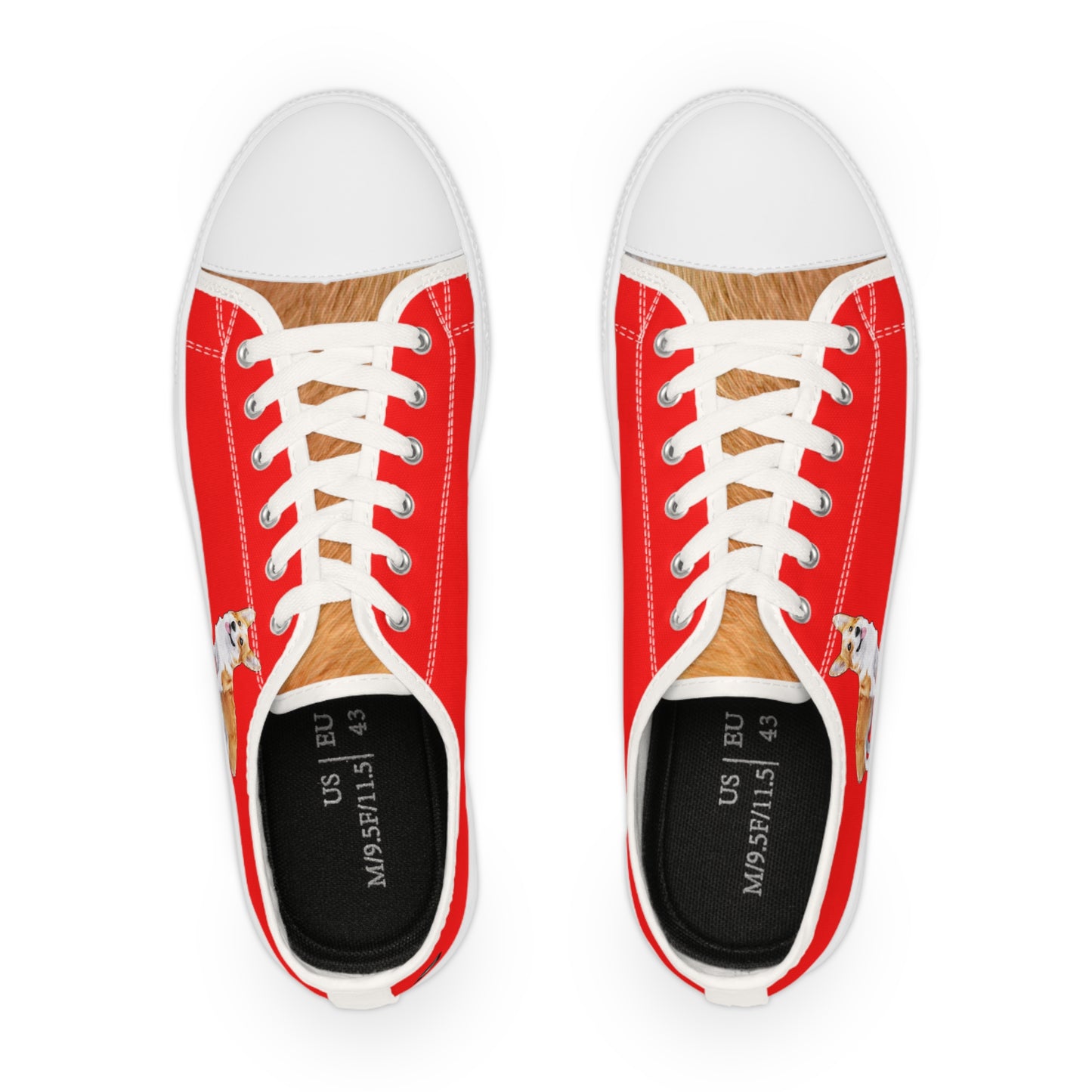 Best in Show Corgi Portrait Men's Casual Low Top Sneakers on Red Canvas