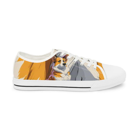 Boss Dog Corgi Artistic Portrait Casual Canvas Multicolor Men's Low Top Sneakers