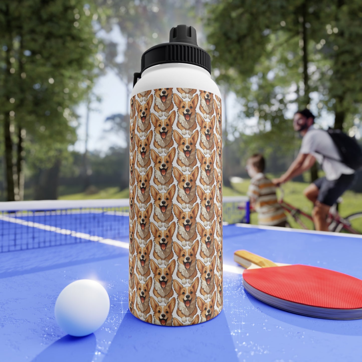 Corgi Cuteness Mosaic - Water Bottle with Sport Lid