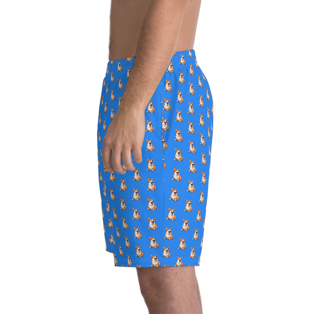 Comical Corgi All Smiles Repeater Pattern Blue Board Shorts