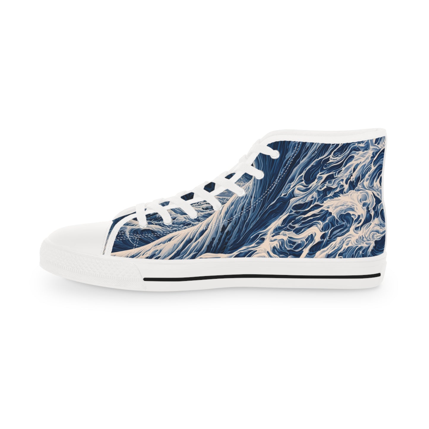 Coastal Corgi Big Blue Ocean Wave Men's High Top Casual Canvas Sneakers
