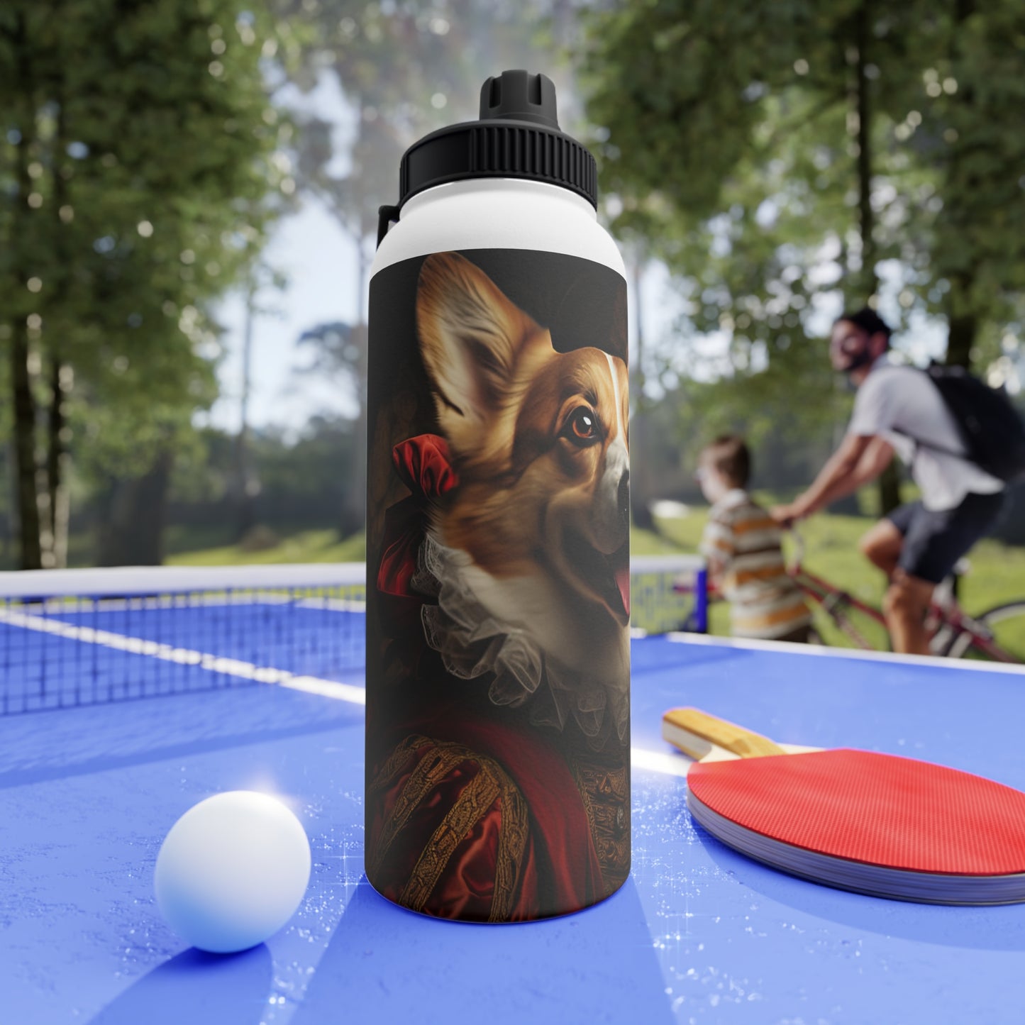 Renaissance Corgi - Water Bottle with Sport Lid