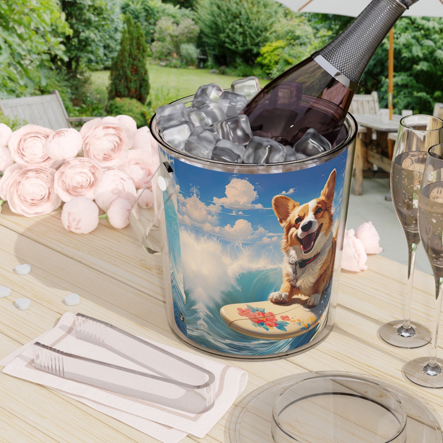 Cowabunga Corgi - Ice Bucket with Tongs