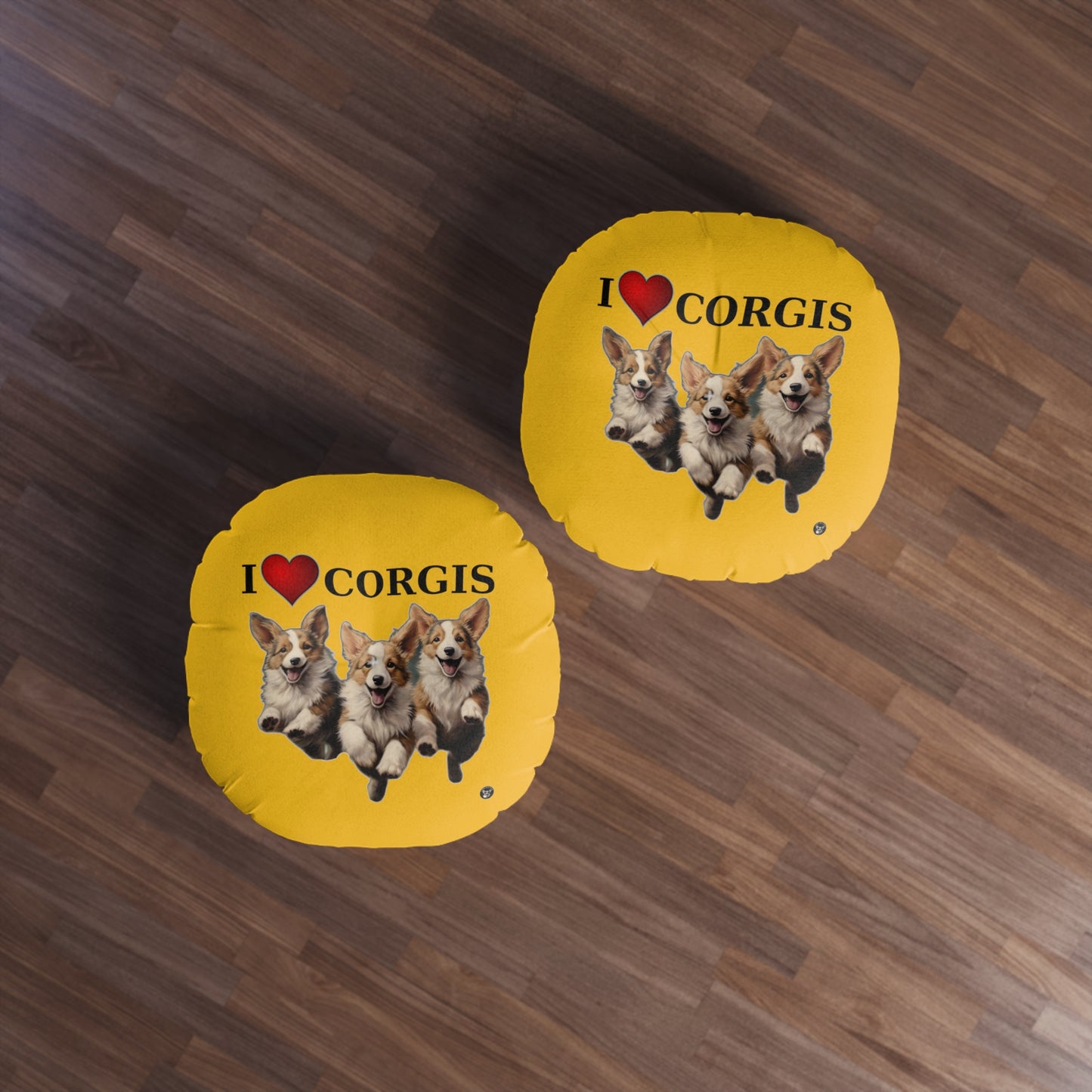I Heart Corgis in Yellow - Floor Pillow
