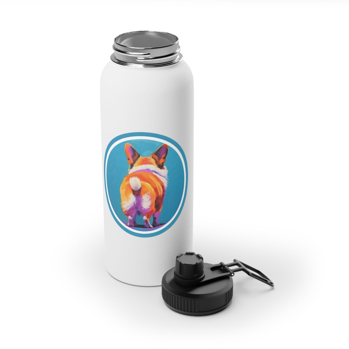 Corgi Butt - Water Bottle with Sport Lid