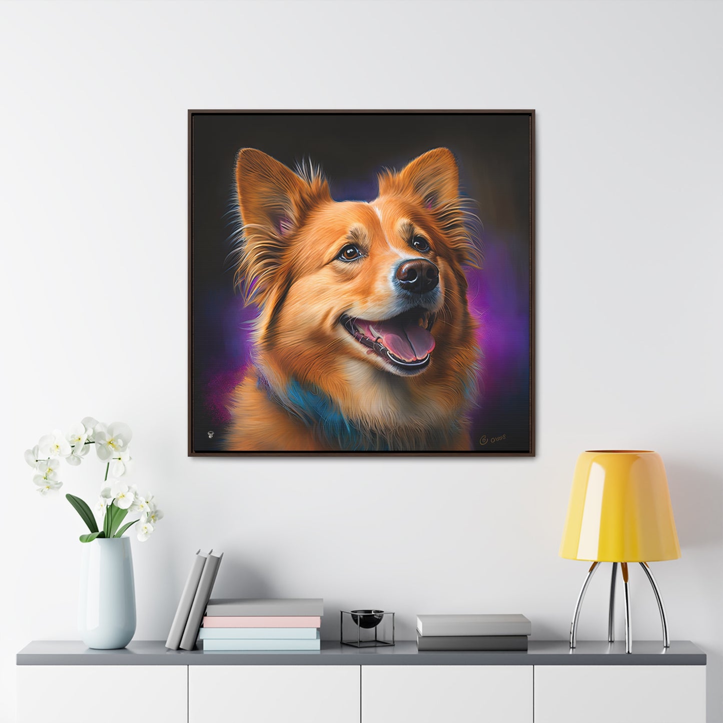 Golden Corgi - Framed on Canvas