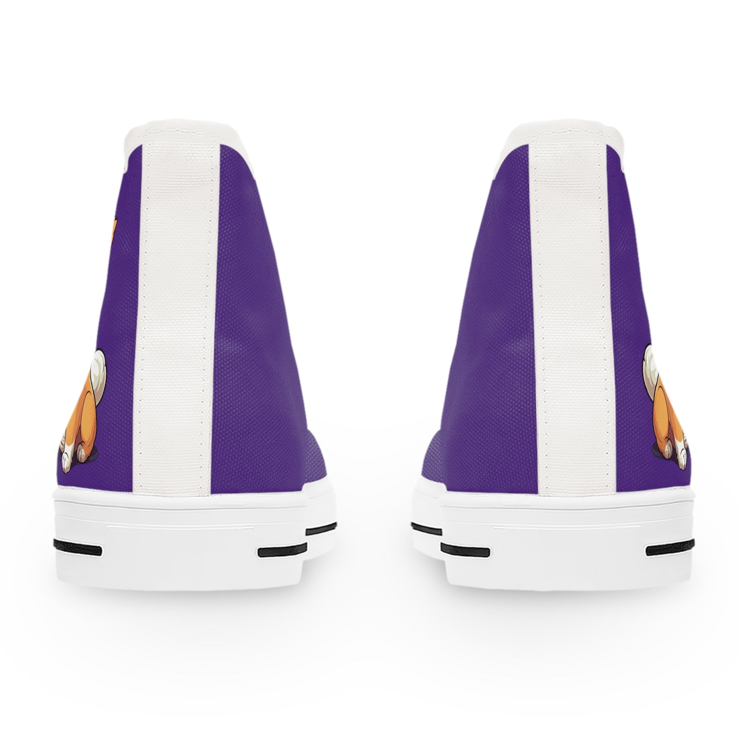 Jolly Jiggling Corgi Women's High Top Casual Purple Canvas Sneakers