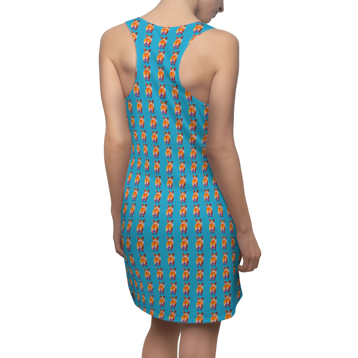 Corgi Butt Stripes Racerback Sundress - Blue Corgi Casual Dress