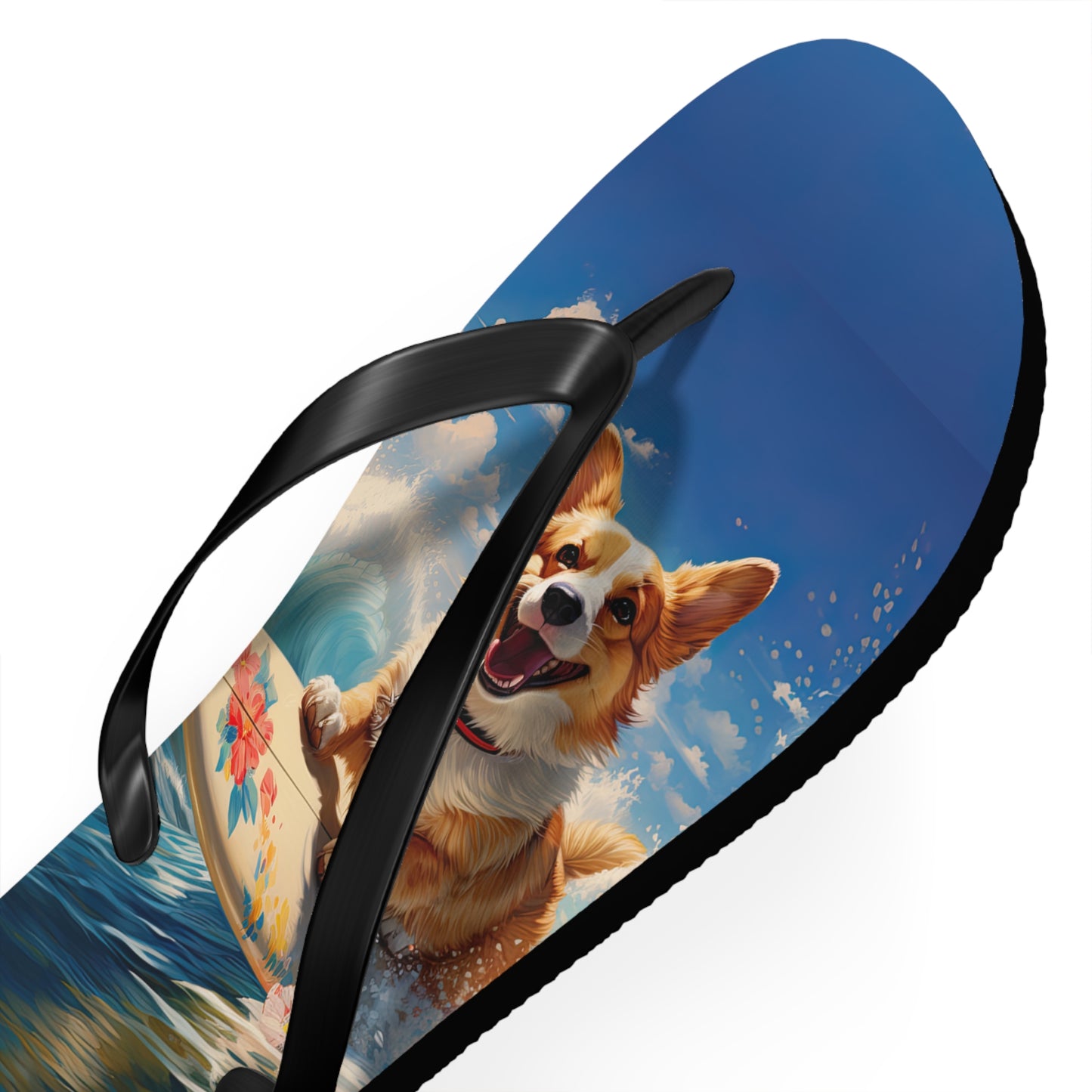 Cowabunga Corgi Flip-Flops