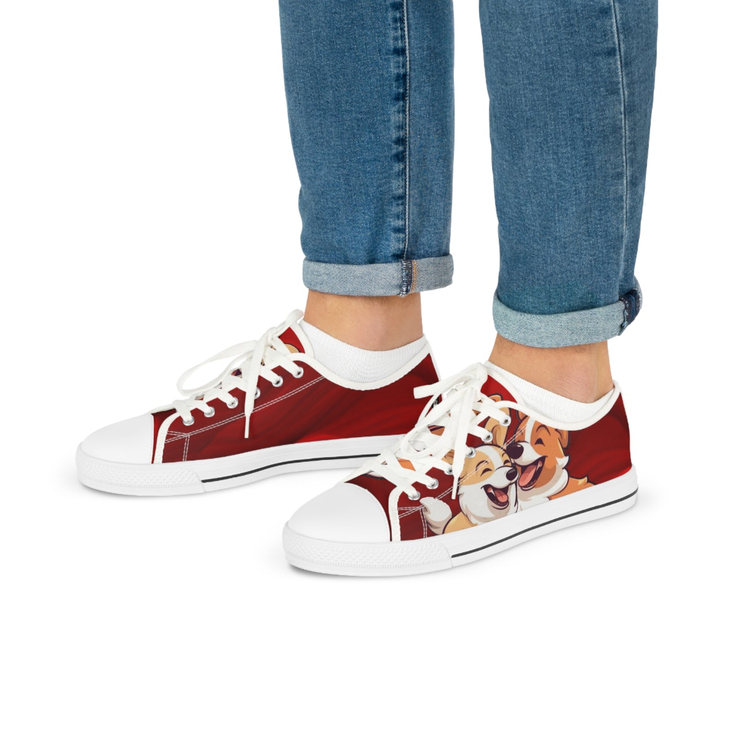 Corgi Best Mates Cute Cartoon Casual Men’s Low Top Canvas Sneakers