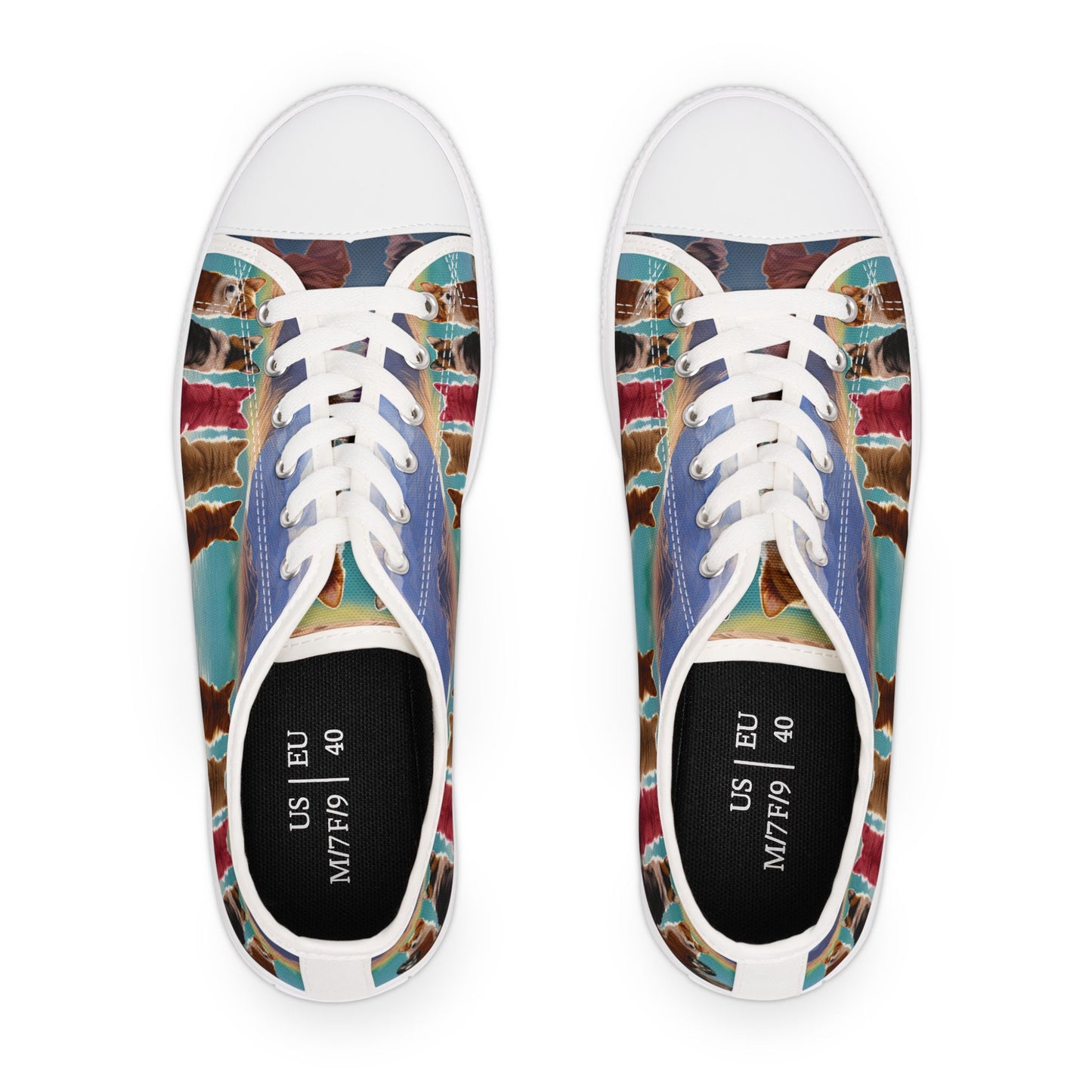 Corgi Lake Tranquil Portrait Women's Low Top Casual Canvas Sneakers