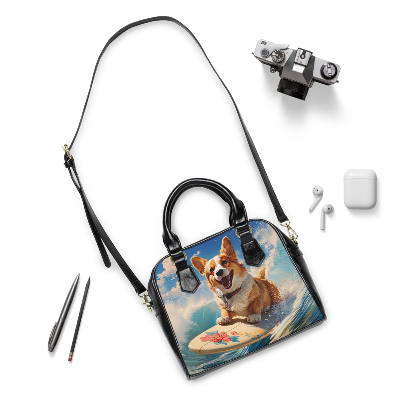 Cowabunga Corgi - Handbag w/Removable Shoulder Strap