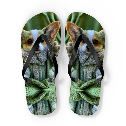 Baby Corgi Custom Artistic Unisex Flip Flops — May the Corgi Sandals Be With You!