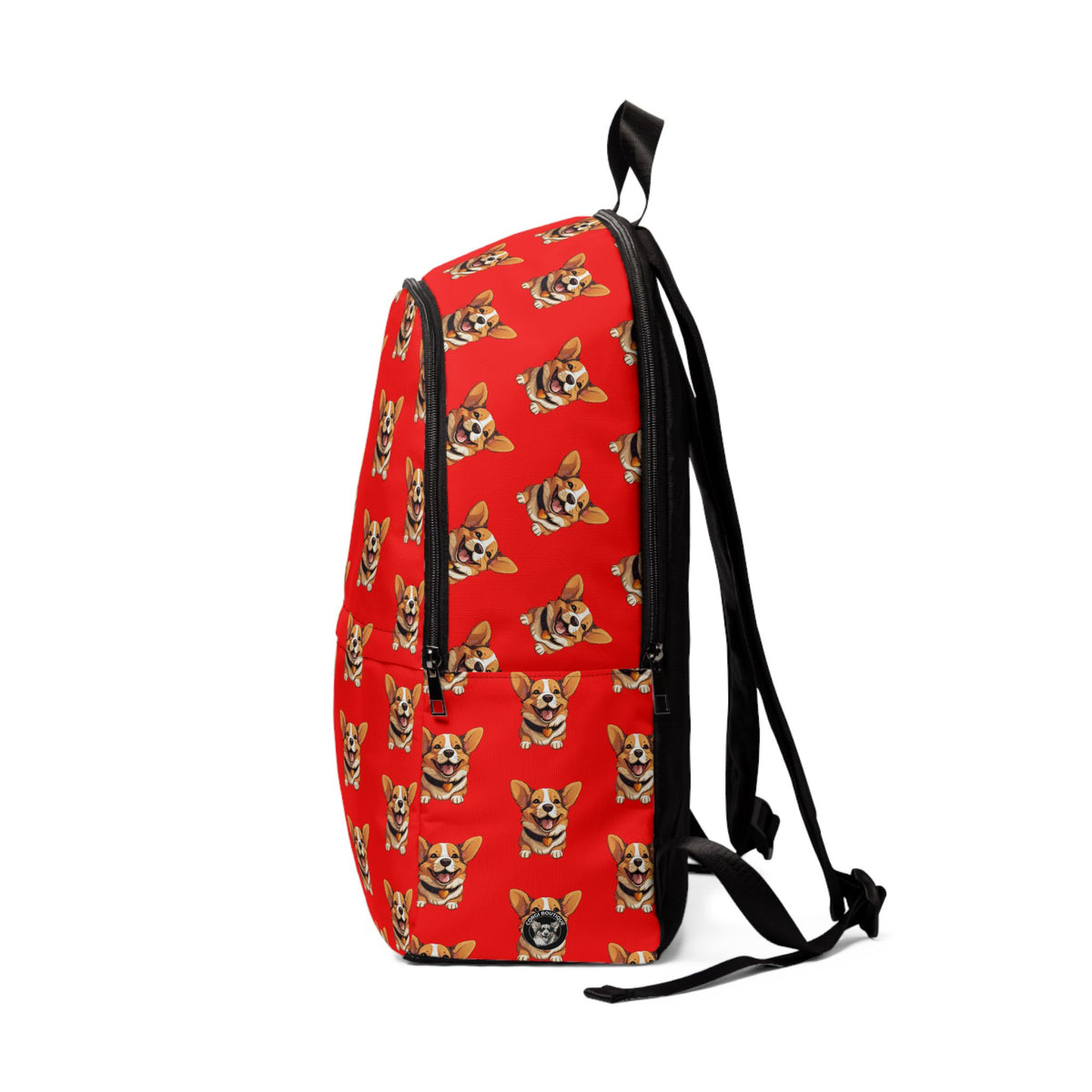 Puppy Love Corgi Mosaic Pattern Backpack — Red Corgi Rucksack