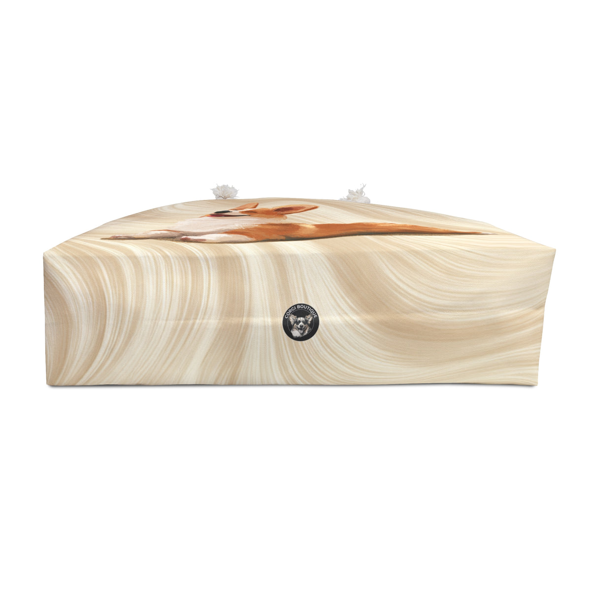 Giddy Sploot Weekender Beach Bag – Creamy Champagne Corgi Travel Tote