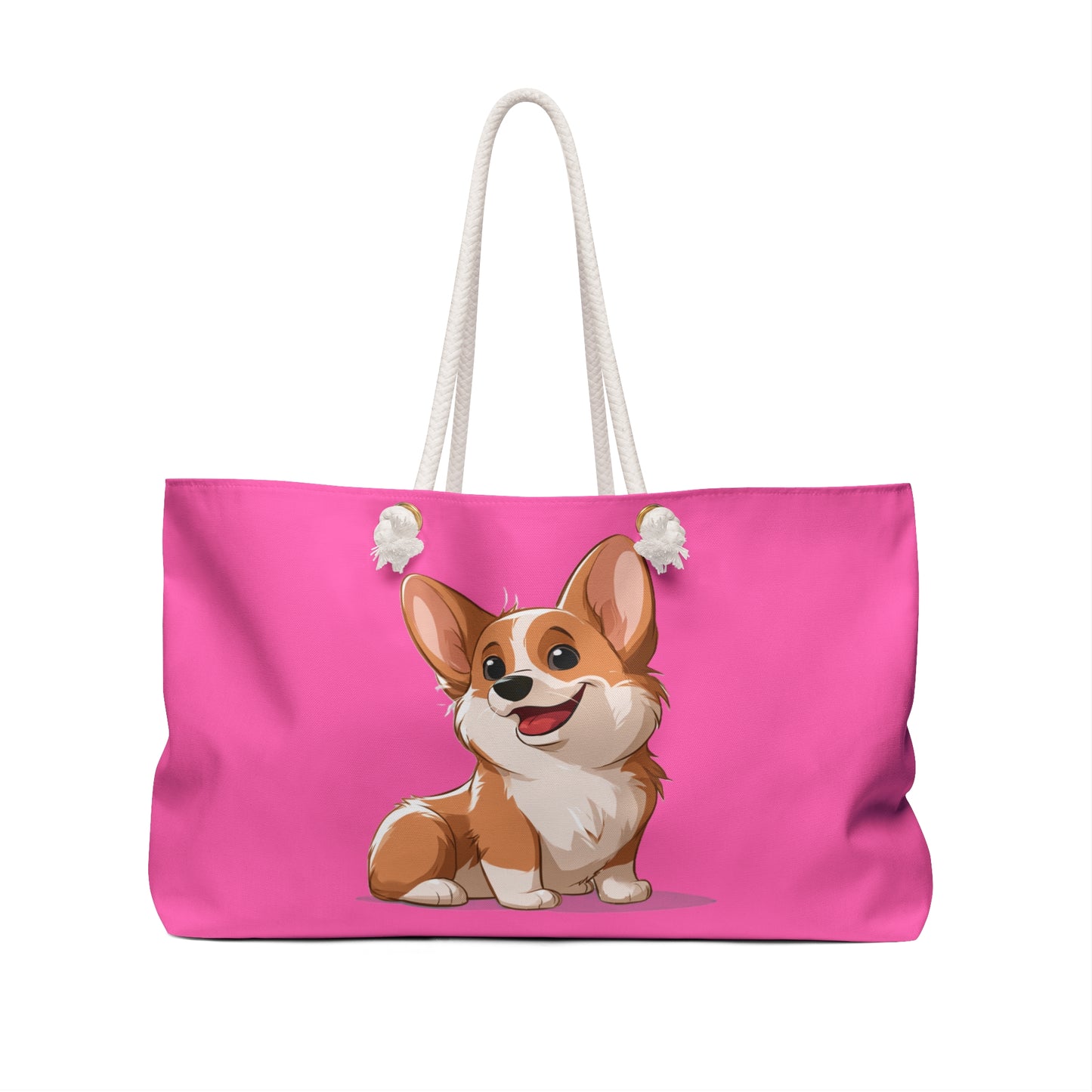 Cute Corgi Puppy Animation Weekender Beach Bag – Pink Corgi Travel Tote