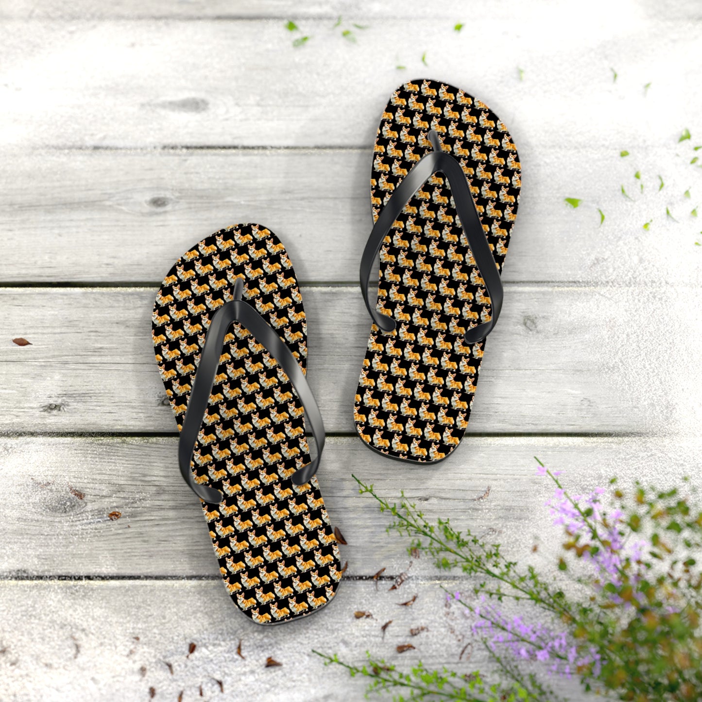 Corgi Mosaic Flip-Flops