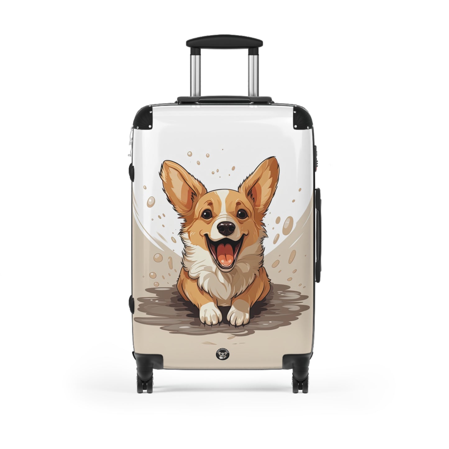 Corgi Cuteness Anime Suitcases – Beige & White Luggage for Corgi Lovers