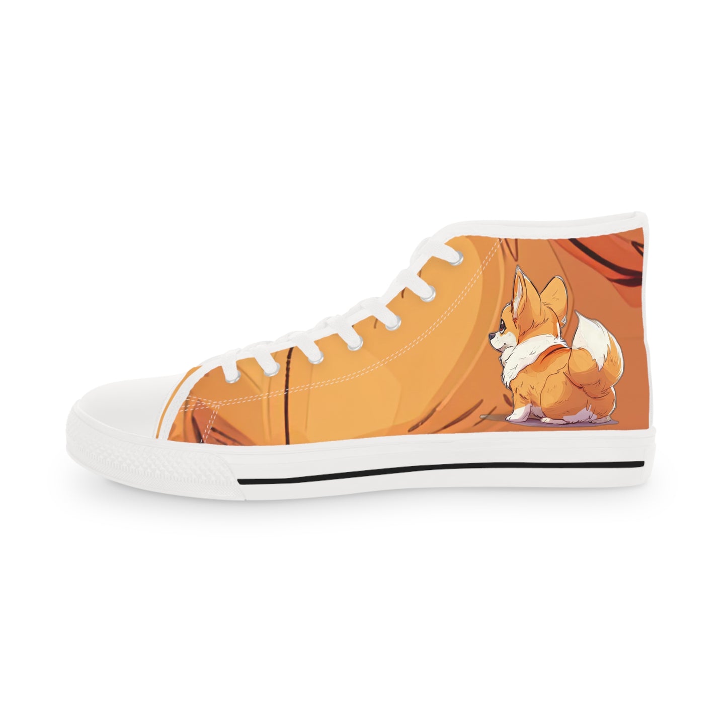 Cutie Patootie Corgi Autumn Orange Men's High Top Casual Canvas Sneakers