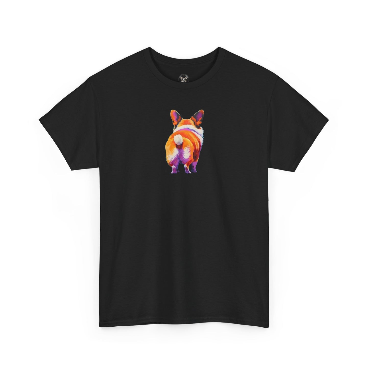 Corgi Butt Graphic Tee — Colorful Retro Style Humorous Corgi Wiggle T‑Shirt