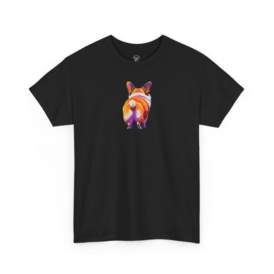 Corgi Butt Graphic Tee — Colorful Retro Style Humorous Corgi Wiggle T‑Shirt