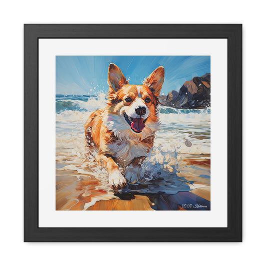 Coastal Corgi Framed Print