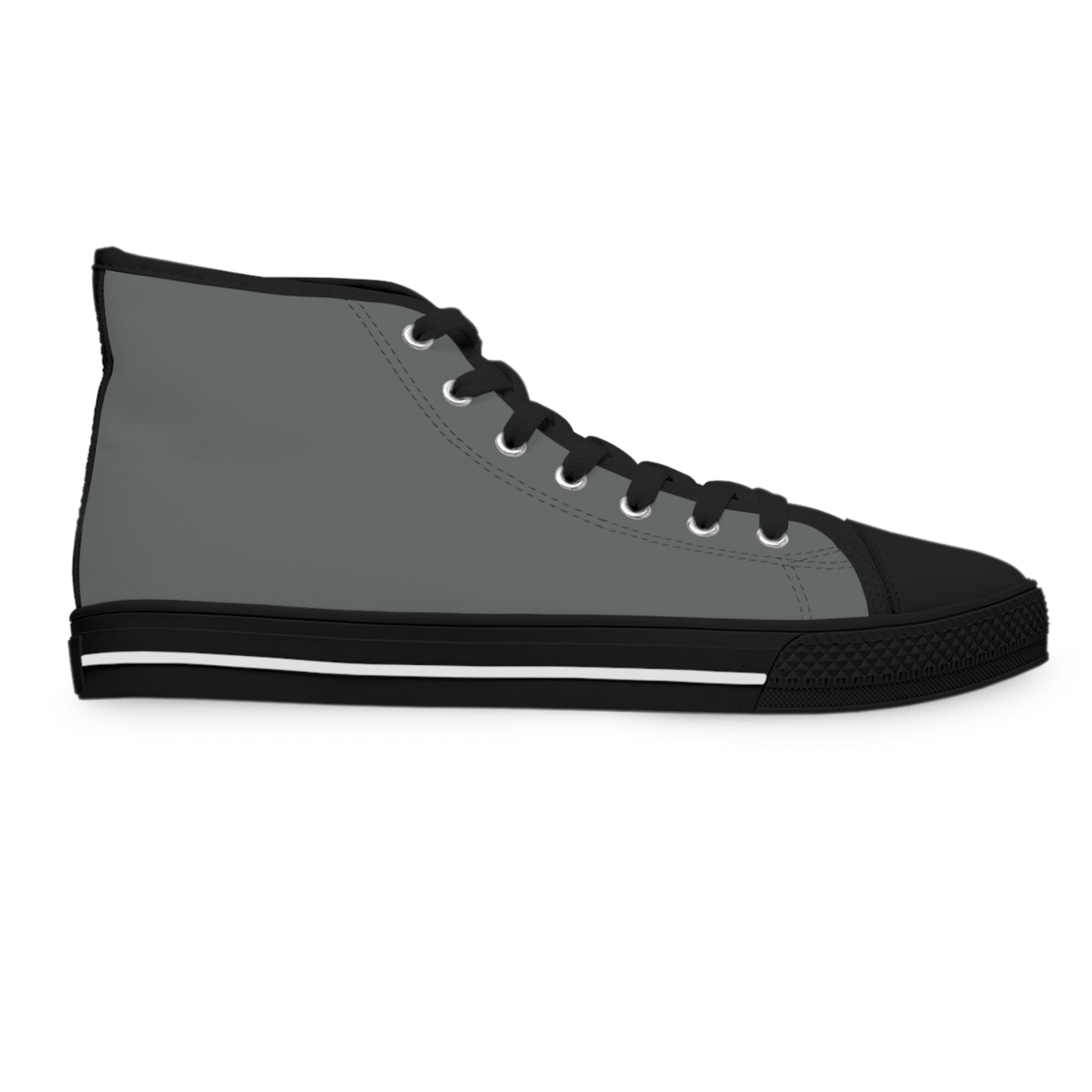 Leader of the Pack Women's High Top Casual Dark Gray Canvas Sneakers with a Leather-Clad Corgi