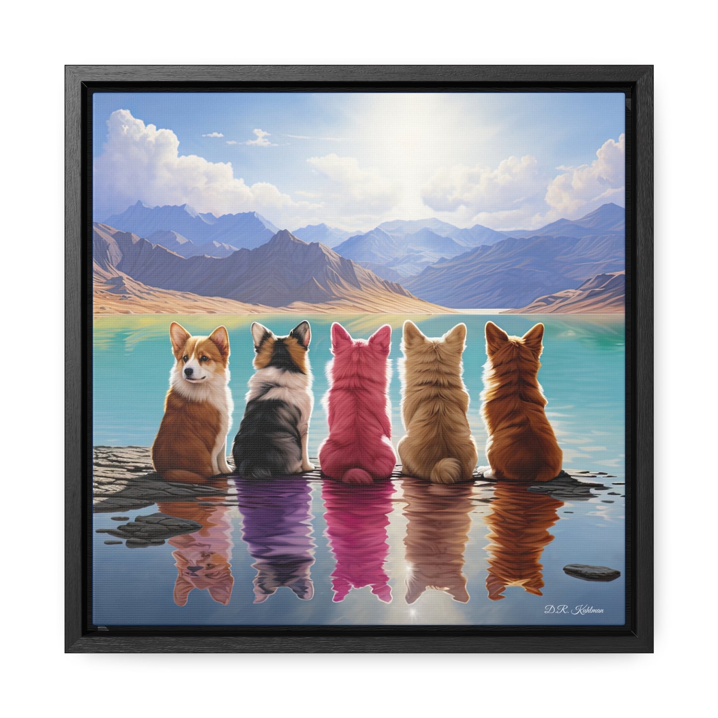 Corgi Lake - Framed on Canvas