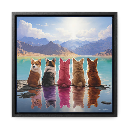 Corgi Lake - Framed on Canvas