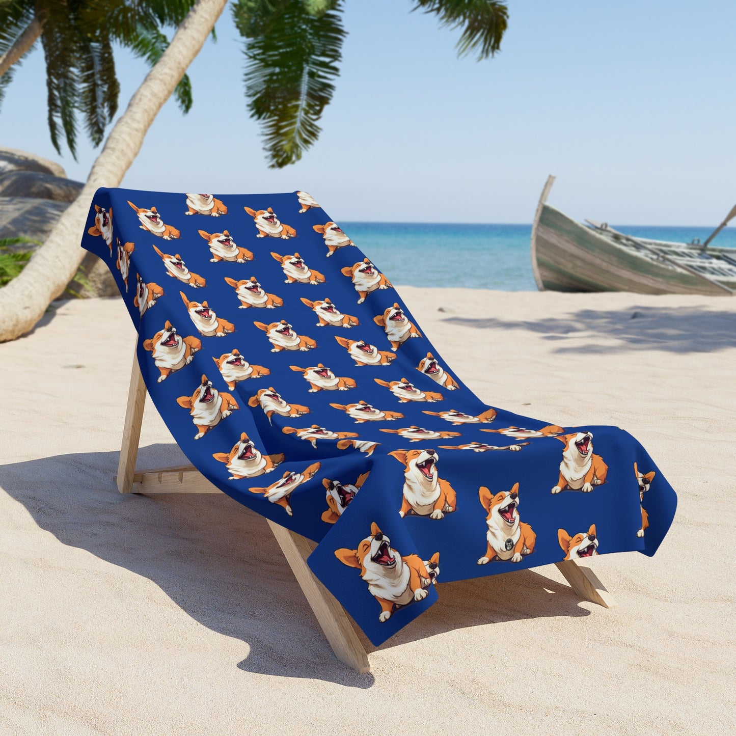 Comical Corgi Mosaic - Beach Towel