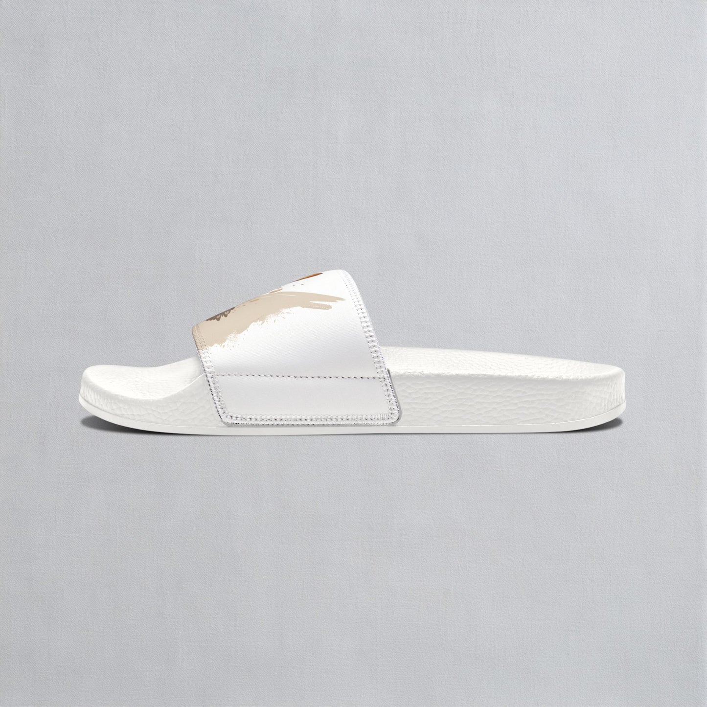 Corgi Cuteness Anime Print Men's Beige & White Slide Sandals - Casual Pool & Beach Slides