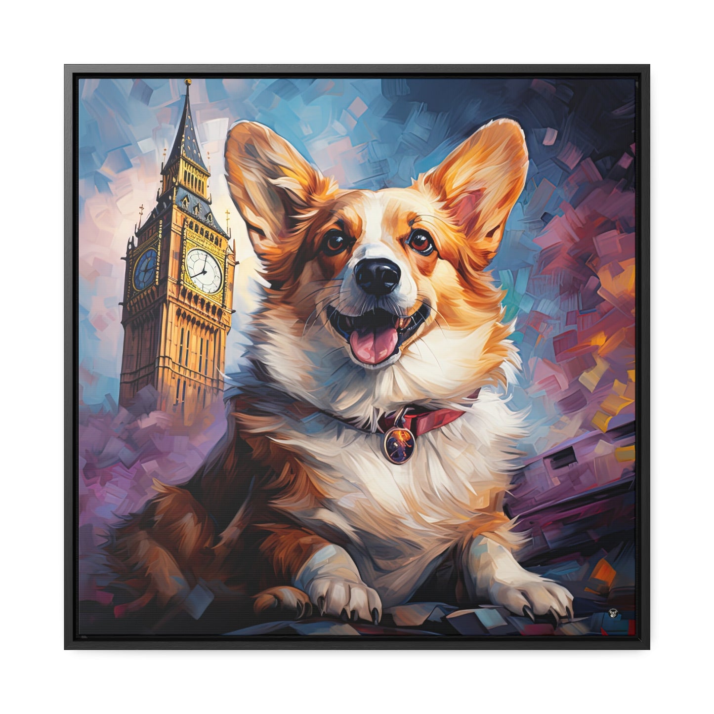 Corgi and Ben - Framed on Canvas