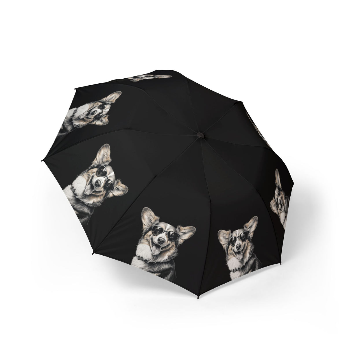 Corgi Cool Artistic Illustration Portrait Foldable Umbrella — Compact Rain Parasol