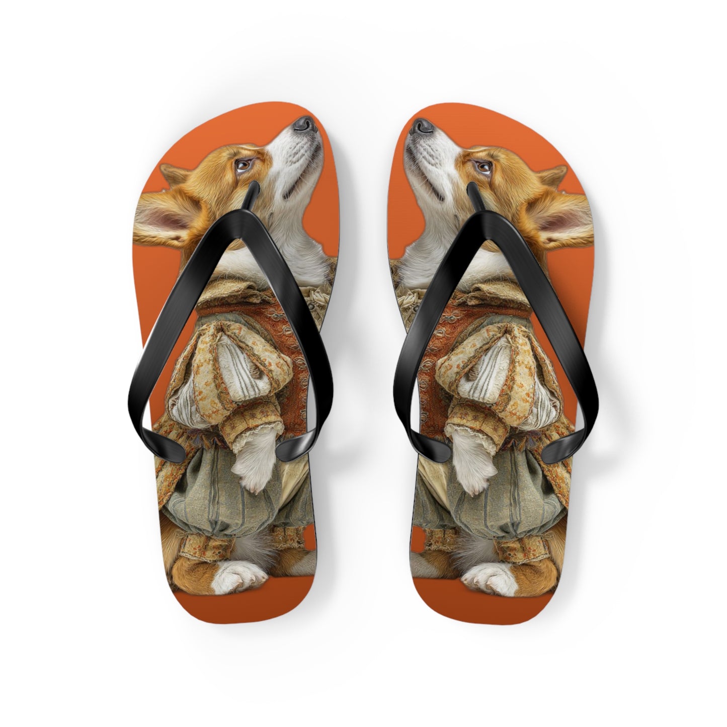 Prince Corgi Portrait Flip Flops – Cool Dog Beach Sandals