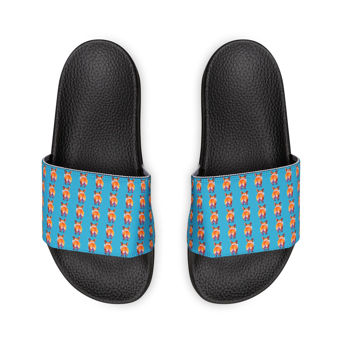 Corgi Butt Stripes Artistic Portrait Men's Slide Sandals - Casual Pool & Beach Slides