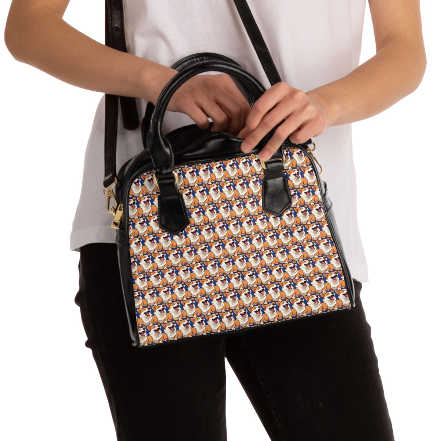 Comical Corgi Mosaic - Handbag w/Removable Shoulder Strap