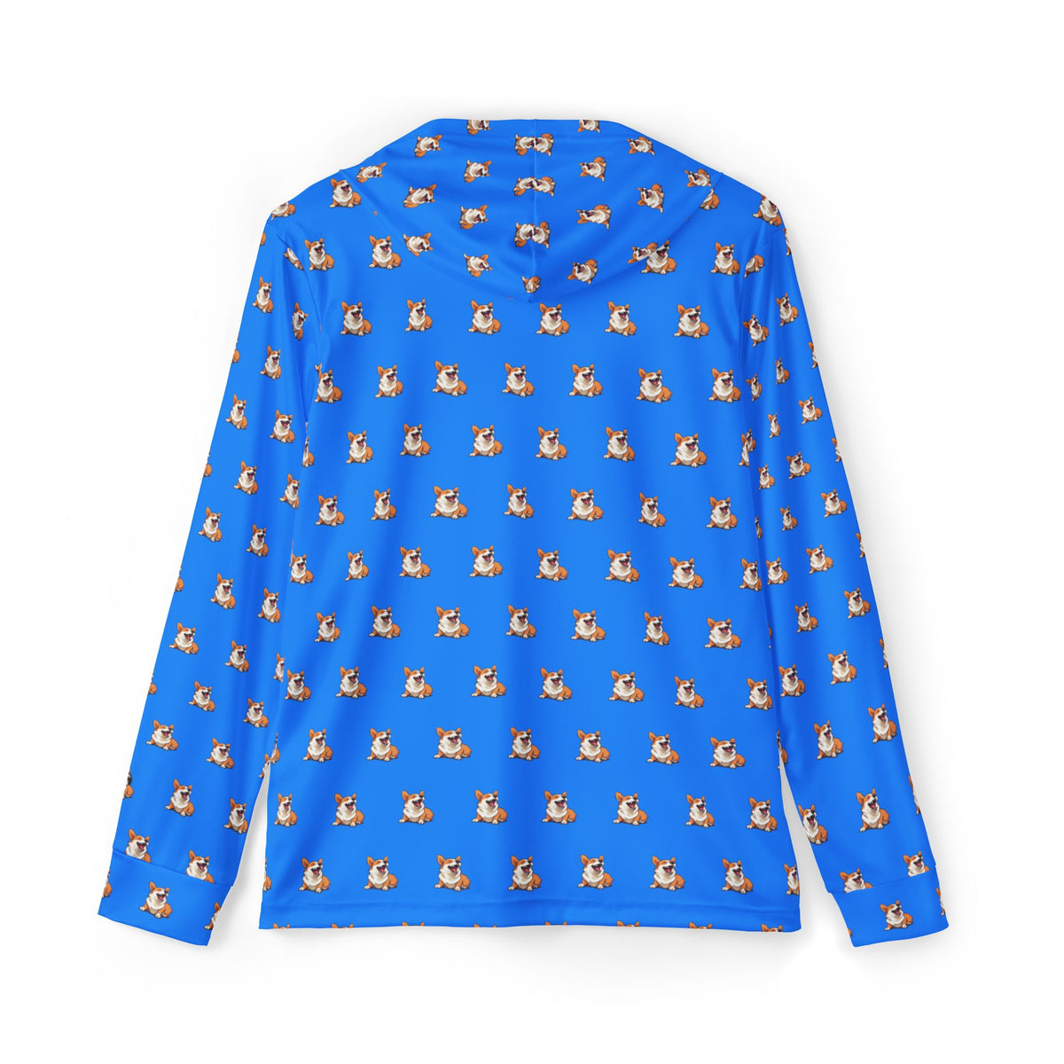 Comical Corgi All Smiles Repeater Pattern - Blue Light Hoodie