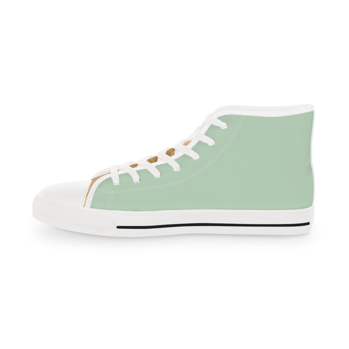 Corgi Classico Men's High-Top Sneakers - Watercolor Wiggler on Momo Mint Canvas with Flaxen Fawn Fur-Effect Tongues