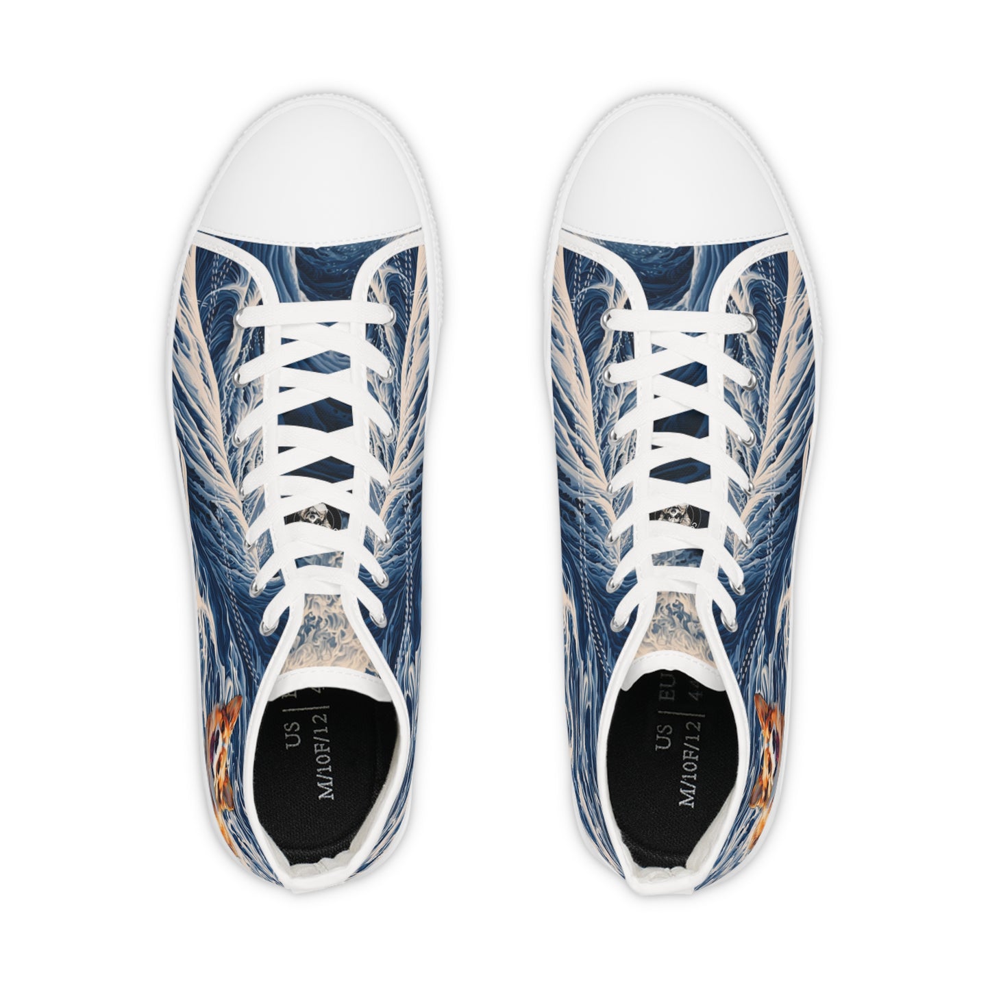 Coastal Corgi Big Blue Ocean Wave Men's High Top Casual Canvas Sneakers