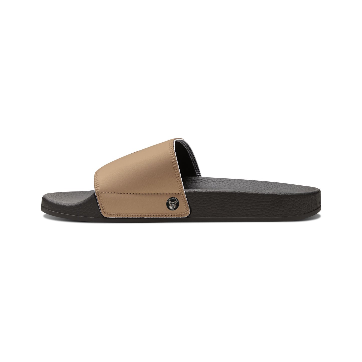Butt What? Talk to the Butt Contemptuous Corgi Women's Casual Tan Slide Sandals - Pool & Beach Slides