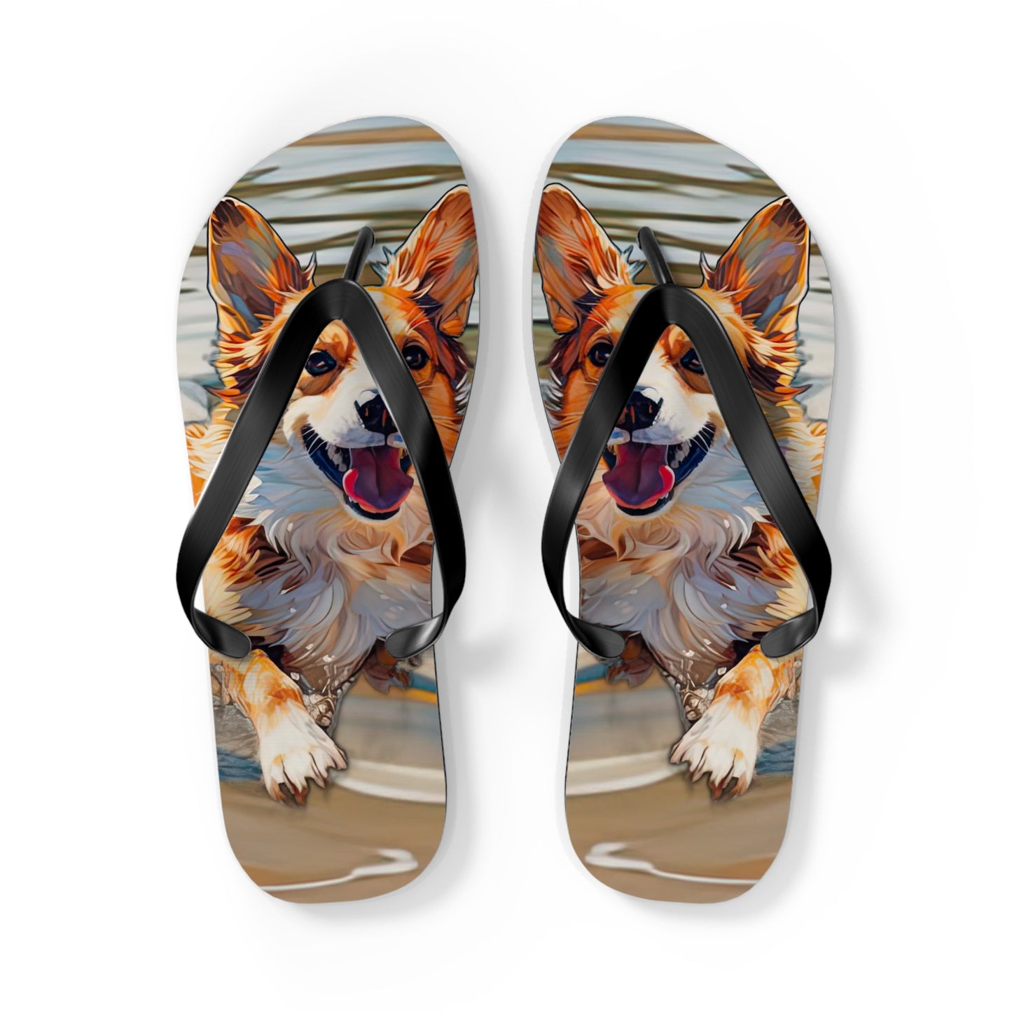 Coastal Corgi Flip-Flops