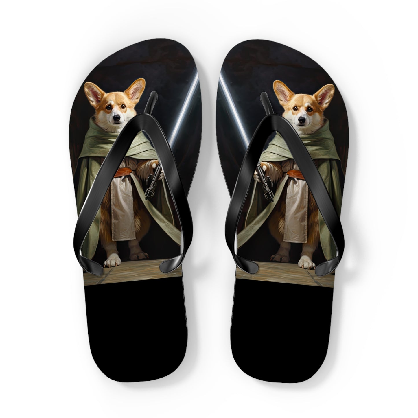 Jedi Corgi Flip-Flops