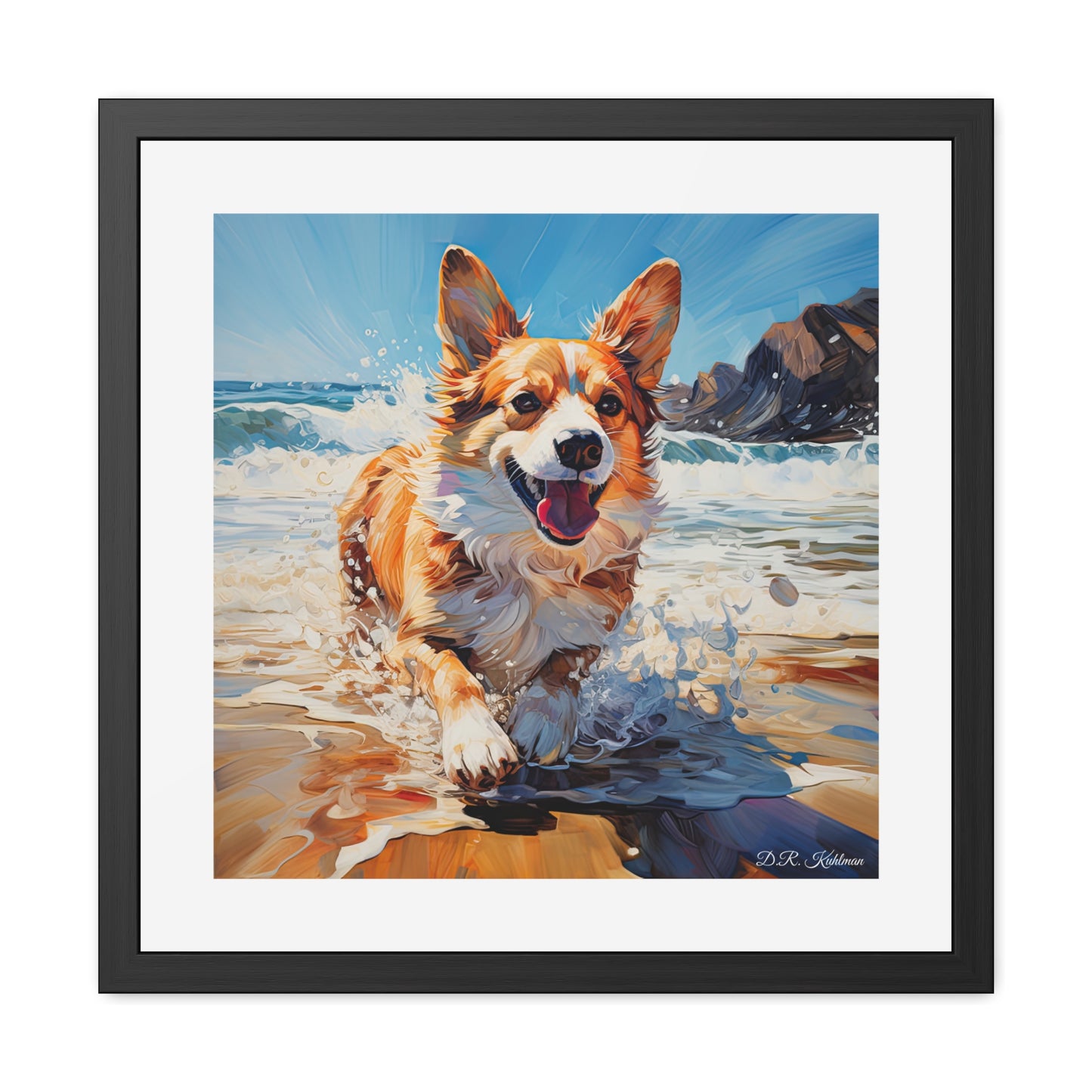 Coastal Corgi - Framed Print