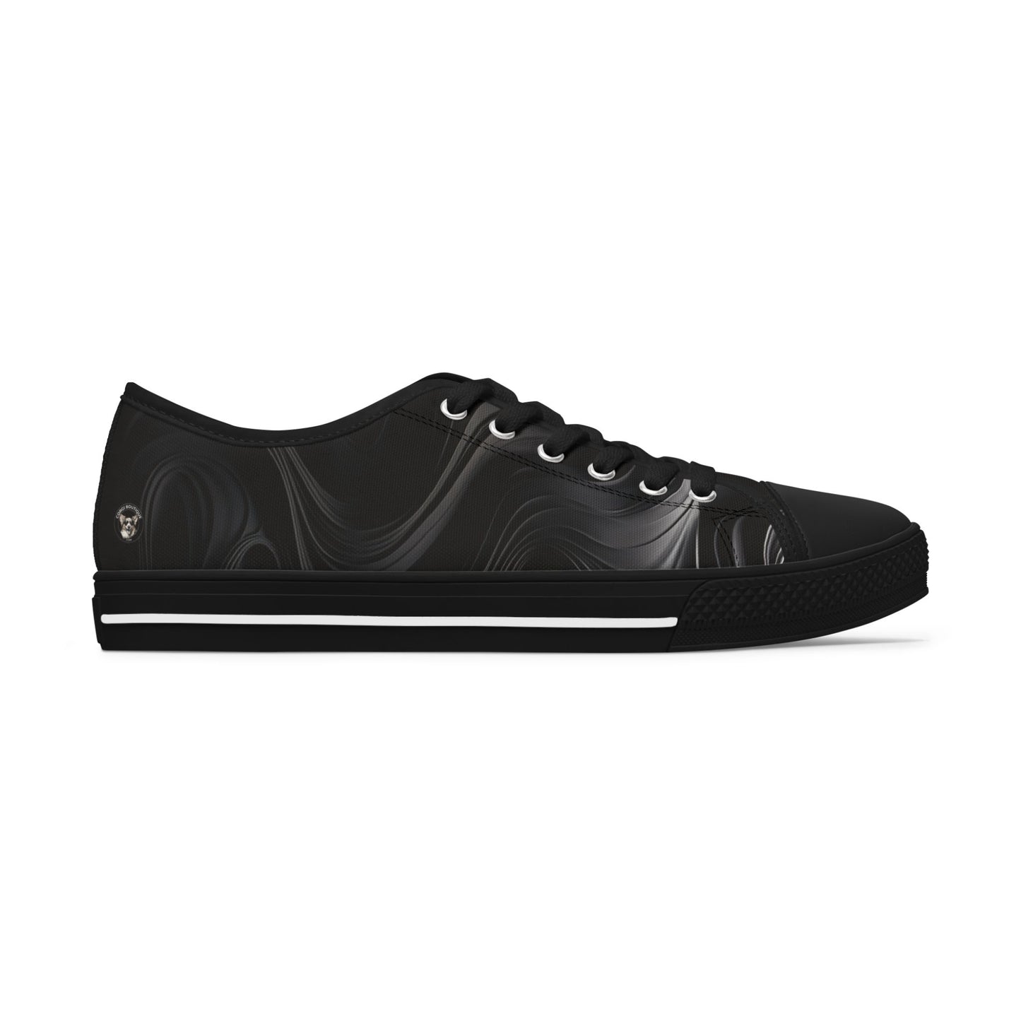 Corgi Potter Magic Wand Women's Low Top Casual Black Swirl Canvas Sneakers